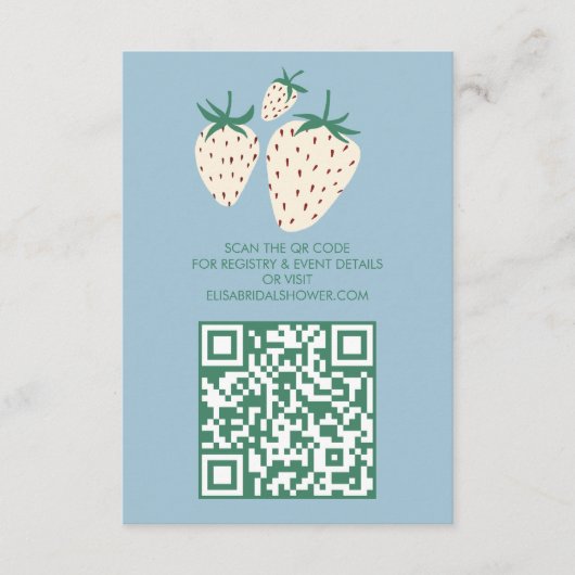 Witte Aardbei Pineberry VRIJGEZELLENFEEST QR code Informatiekaartje (Voorkant)
