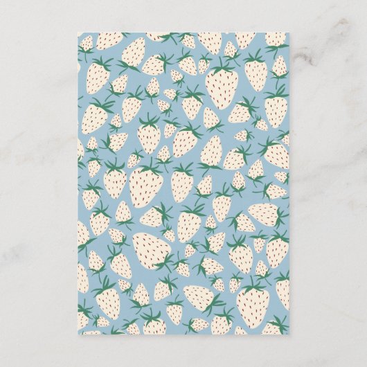 Witte Aardbei Pineberry VRIJGEZELLENFEEST QR code Informatiekaartje (Achterkant)