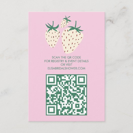 Witte Aardbei Pineberry VRIJGEZELLENFEEST QR code Informatiekaartje (Voorkant)