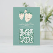 Witte Aardbei Pineberry VRIJGEZELLENFEEST QR code Informatiekaartje (Staand voorkant)