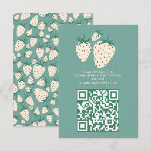 Witte Aardbei Pineberry VRIJGEZELLENFEEST QR code Informatiekaartje