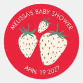Witte Aardbei Schattige Pineberry BABY SHOWER Cust Ronde Sticker (Voorkant)