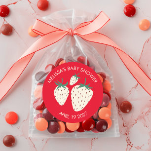 Witte Aardbei Schattige Pineberry BABY SHOWER Cust Ronde Sticker