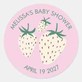 Witte Aardbei Schattige Pineberry BABY SHOWER Cust Ronde Sticker