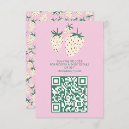 Witte Aardbei Schattige Pineberry BABY SHOWER QRco Informatiekaartje