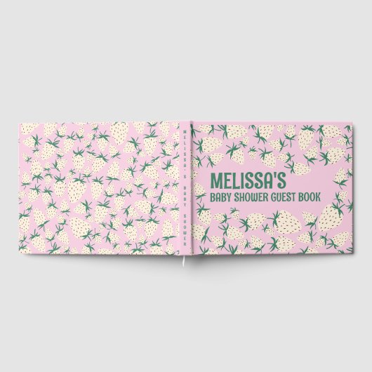 Witte Aardbei Schattige Pineberry CUSTOM BABY SHOW Gastenboek (Volledig)