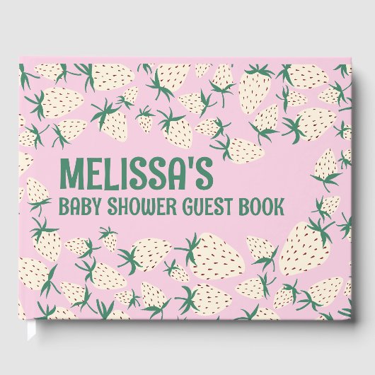 Witte Aardbei Schattige Pineberry CUSTOM BABY SHOW Gastenboek (Voorkant)