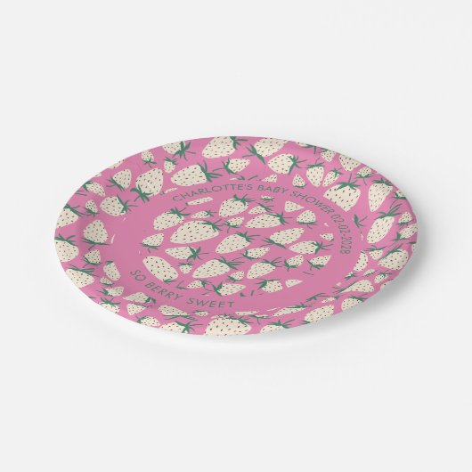 Witte Aardbei Schattige Pineberry CUSTOM BABY SHOW Papieren Bordje (Gekanteld)