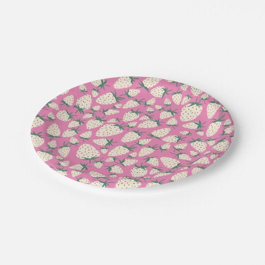 Witte Aardbei Schattige Pineberry CUSTOM BABY SHOW Papieren Bordje (Gekanteld)