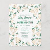 Witte Aardbei Schattige Pineberry CUSTOM BABY SHOW Uitnodiging Briefkaart (Voorkant)