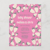 Witte Aardbei Schattige Pineberry CUSTOM BABY SHOW Uitnodiging Briefkaart (Voorkant)