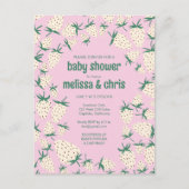 Witte Aardbei Schattige Pineberry CUSTOM BABY SHOW Uitnodiging Briefkaart (Voorkant)