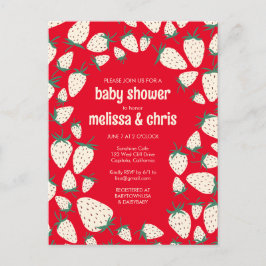 Witte Aardbei Schattige Pineberry CUSTOM BABY SHOW Uitnodiging Briefkaart