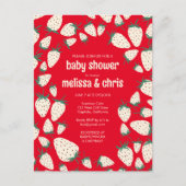 Witte Aardbei Schattige Pineberry CUSTOM BABY SHOW Uitnodiging Briefkaart (Voorkant)