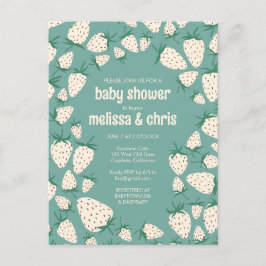 Witte Aardbei Schattige Pineberry CUSTOM BABY SHOW Uitnodiging Briefkaart