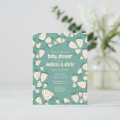 Witte Aardbei Schattige Pineberry CUSTOM BABY SHOW Uitnodiging Briefkaart (Staand voorkant)