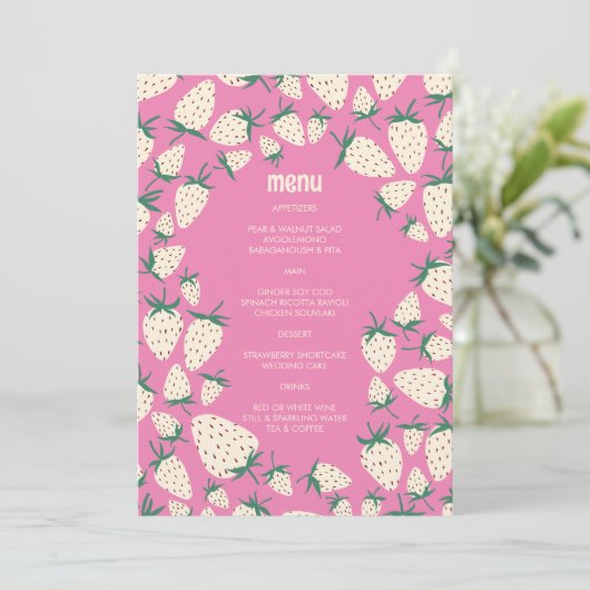 Witte Aardbei Schattigee Pineberry HAND GETEKEND C Menu (Staand voorkant)