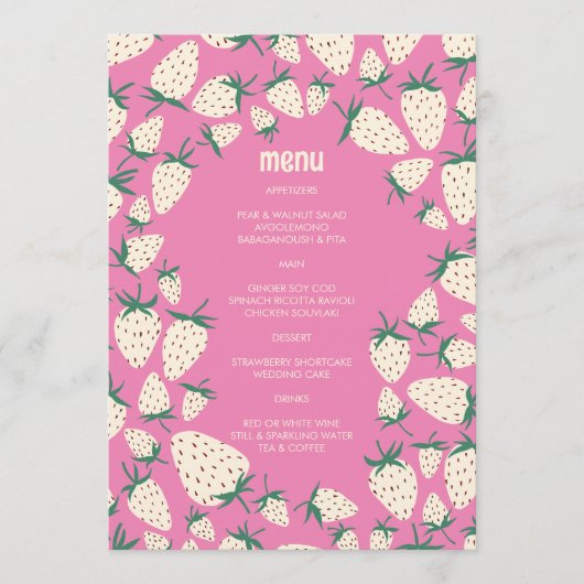 Witte Aardbei Schattigee Pineberry HAND GETEKEND C Menu (Voorkant)