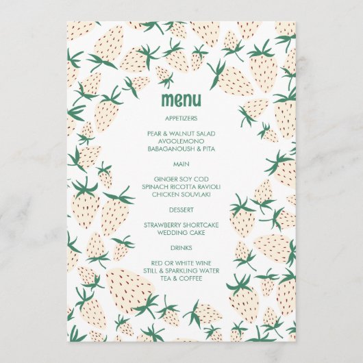 Witte Aardbei Schattigee Pineberry HAND GETEKEND C Menu (Voorkant)