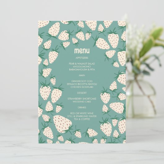 Witte Aardbei Schattigee Pineberry HAND GETEKEND C Menu (Staand voorkant)