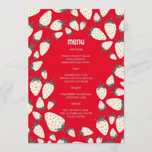 Witte Aardbei Schattigee Pineberry HAND GETEKEND C Menu (Voorkant)