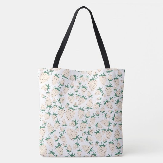 Witte aardbeien met exotische smaak en kleurrijke tote bag (Achterkant)