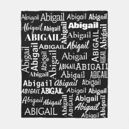 Witte ABIGAIL naam op zwart Fleece Deken