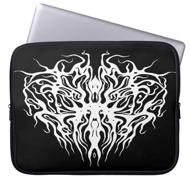 Witte Abstract Gebroken Hart Tribal Design Laptop Sleeve (Voorkant)