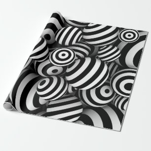 Witte abstracte achtergrond met ballen en zwarte l cadeaupapier