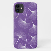 Witte abstracte bladeren op paarse achtergrond Case-Mate iPhone case (Achterkant)