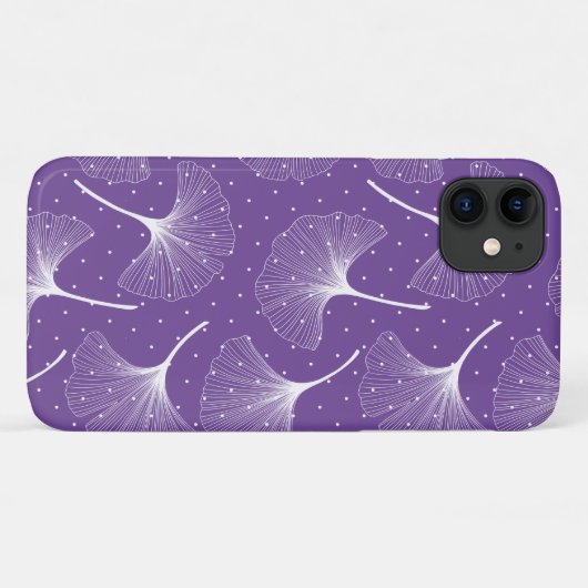 Witte abstracte bladeren op paarse achtergrond Case-Mate iPhone case (Achterkant (horizontaal))