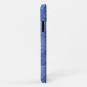 Witte abstracte bladeren patroon op blauw Case-Mate iPhone case (Achterkant/rechts)