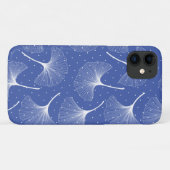 Witte abstracte bladeren patroon op blauw Case-Mate iPhone case (Achterkant (horizontaal))