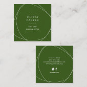 Witte Abstracte cirkel | Bosgroen Vierkante Visitekaartje (Voorkant / Achterkant)