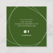 Witte Abstracte cirkel | Bosgroen Vierkante Visitekaartje (Achterkant)