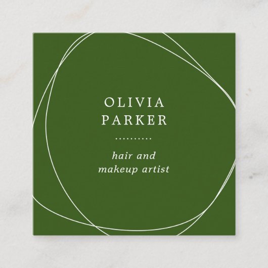 Witte Abstracte cirkel | Bosgroen Vierkante Visitekaartje (Voorkant)