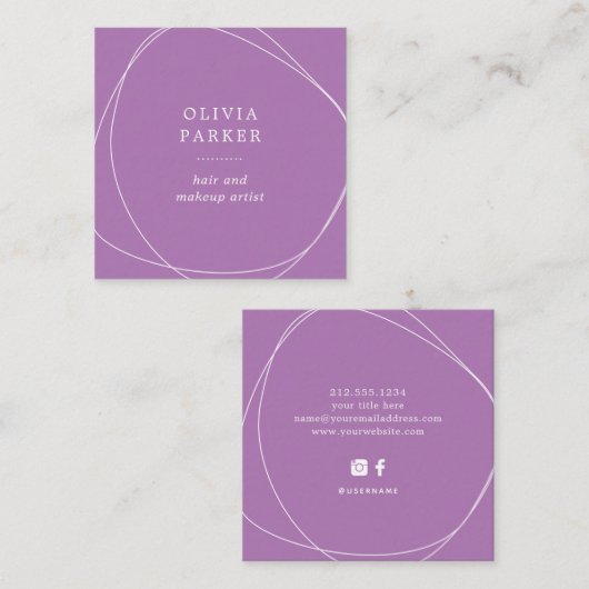 Witte Abstracte cirkel | Lavender Vierkante Visitekaartje (Voorkant / Achterkant)