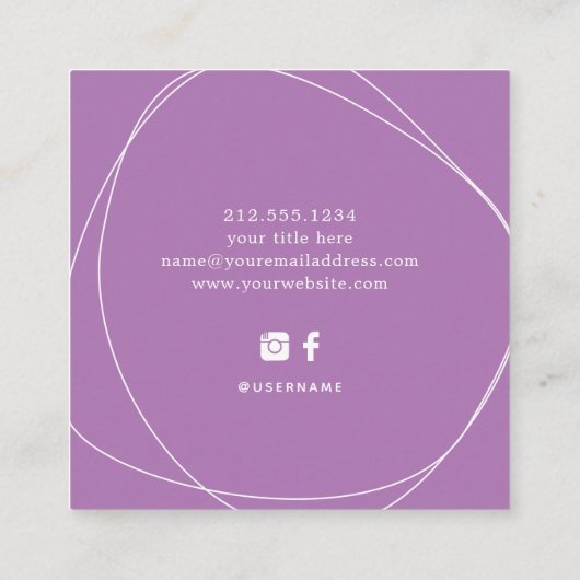 Witte Abstracte cirkel | Lavender Vierkante Visitekaartje (Achterkant)