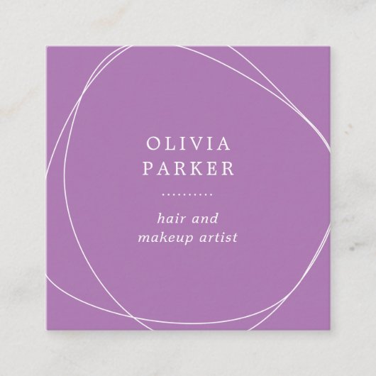 Witte Abstracte cirkel | Lavender Vierkante Visitekaartje (Voorkant)