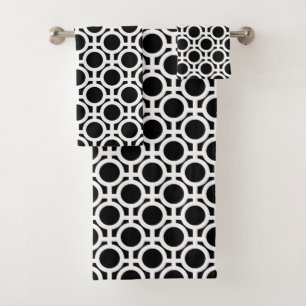 Witte abstracte cirkels op zwarte badhanddoekenset bad handdoek