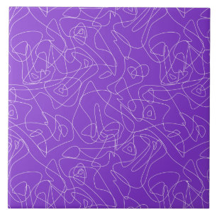 witte abstracte gebogen lijnen op een paarse achte tegeltje