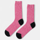 Witte abstracte krabbels op roze achtergrond sokken (Links)
