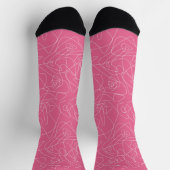 Witte abstracte krabbels op roze achtergrond sokken (Top)