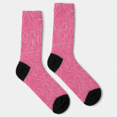 Witte abstracte krabbels op roze achtergrond sokken (Rechts)