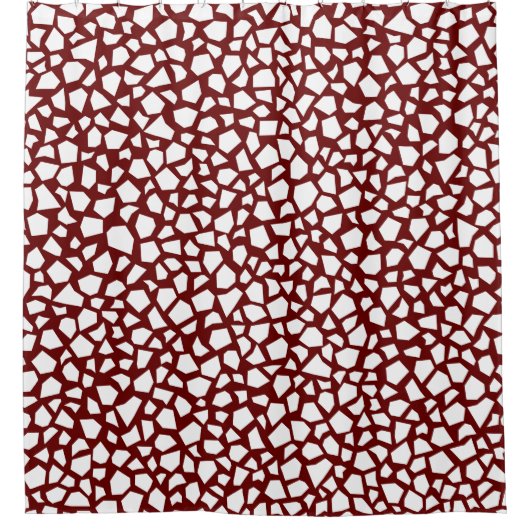 Witte Abstracte Sharp Shards op Maroon Douchegordijn (Voorkant)