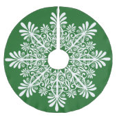 Witte Abstracte sneeuwvlok over groene achtergrond Kerstboom Rok (Voorkant)