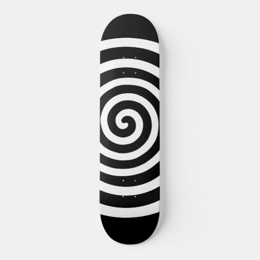 Witte Abstracte spiraal rond zwart Persoonlijk Skateboard (Voorkant)