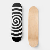 Witte abstracte spiraalcirkel op zwart persoonlijk skateboard (Voorkant)