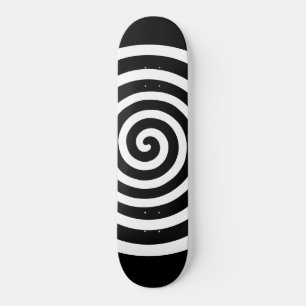 Witte abstracte spiraalcirkel op zwart persoonlijk skateboard