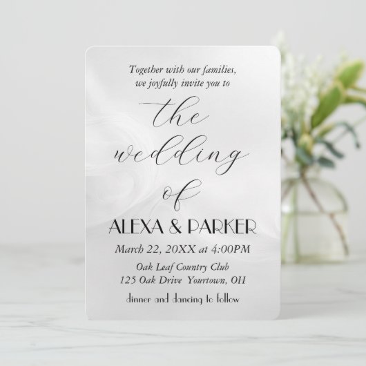 Witte Abstracte Trouwontwerp  Kaart (Staand voorkant)